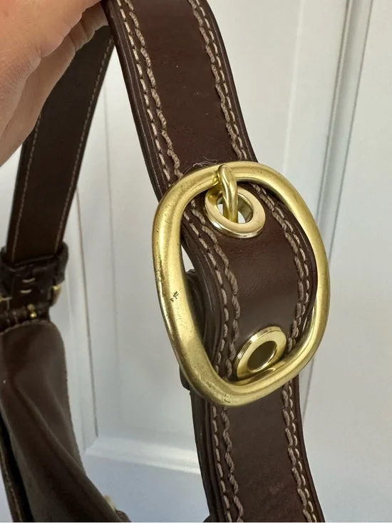 Coach Dark Brown Signature Canvas and Leather Shoulder Bag - Picture 4 of 9